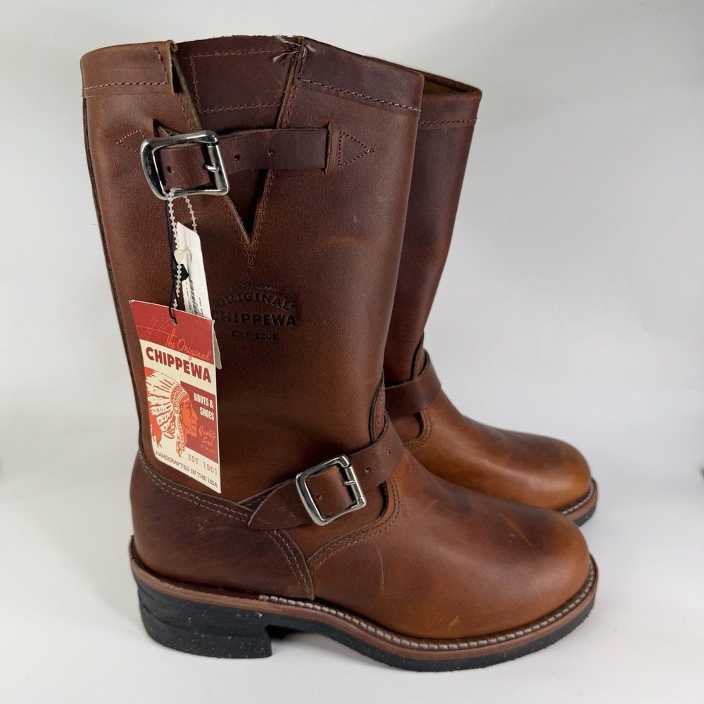 Chippewa Engineer Boots 1901M50 Men's 8.5 E Wide Double Buckle Vibram USA Biker